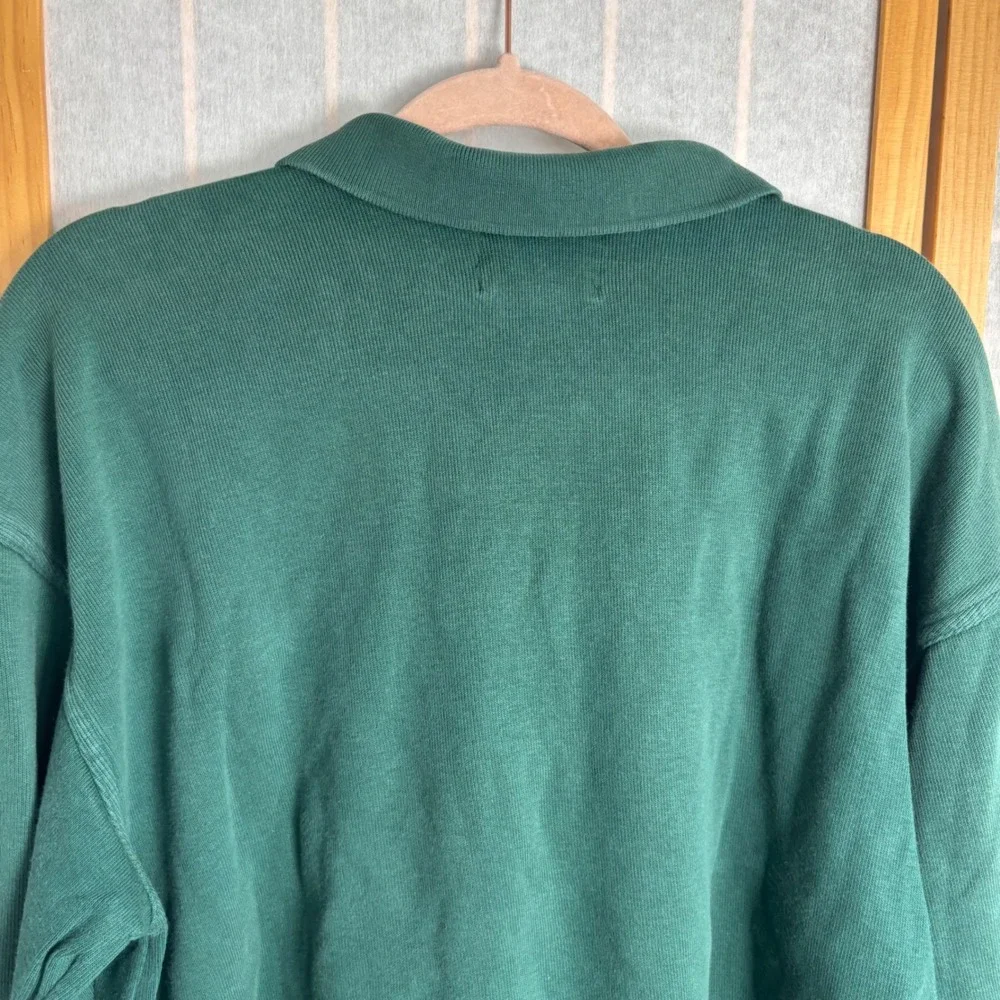 Vintage Jantzen Mens Green Long Sleeve Polo‎ Sweatshirt Made in USA Size M FLAW